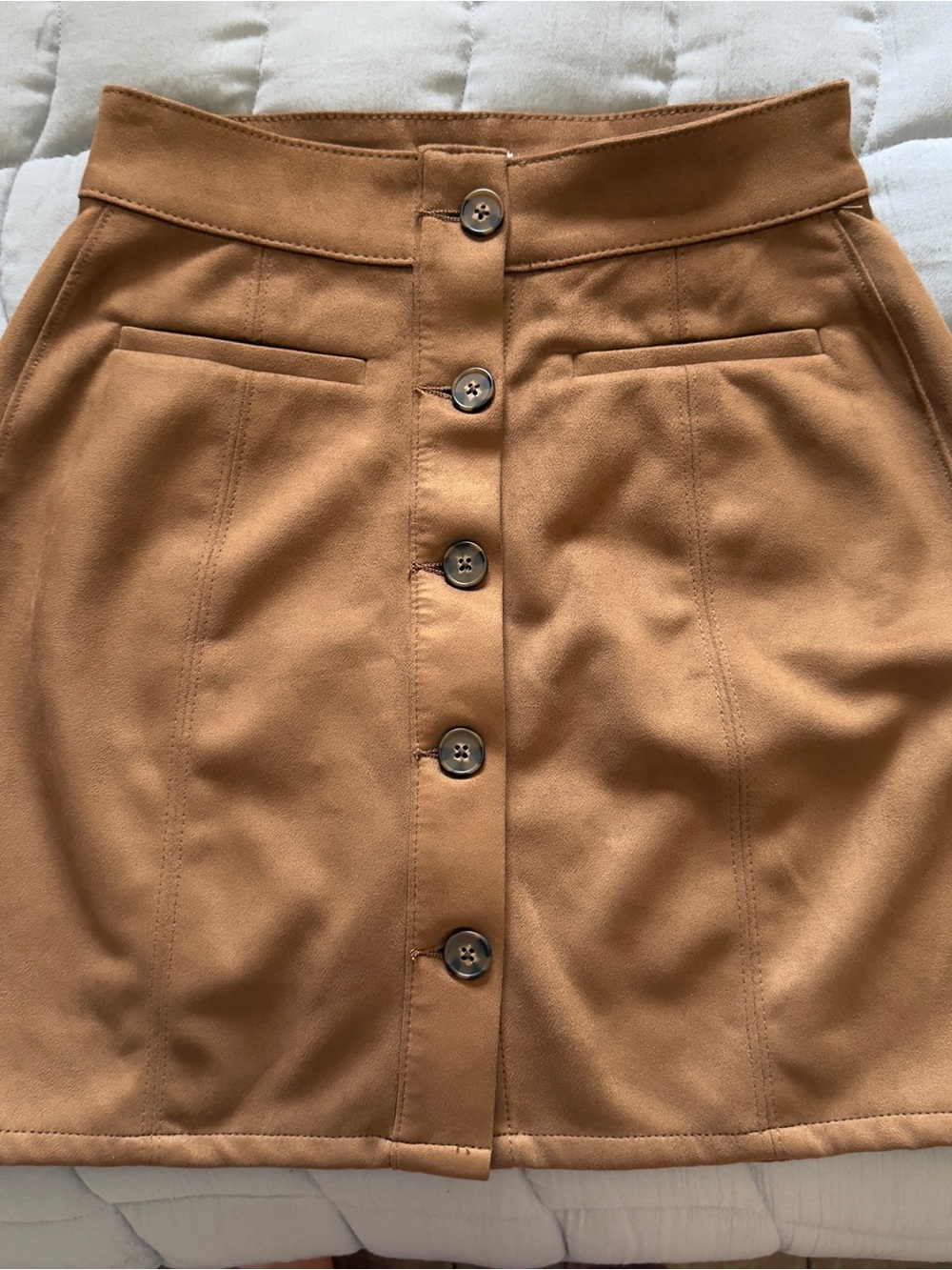 Maurices Tan Button-Front Mini Skirt